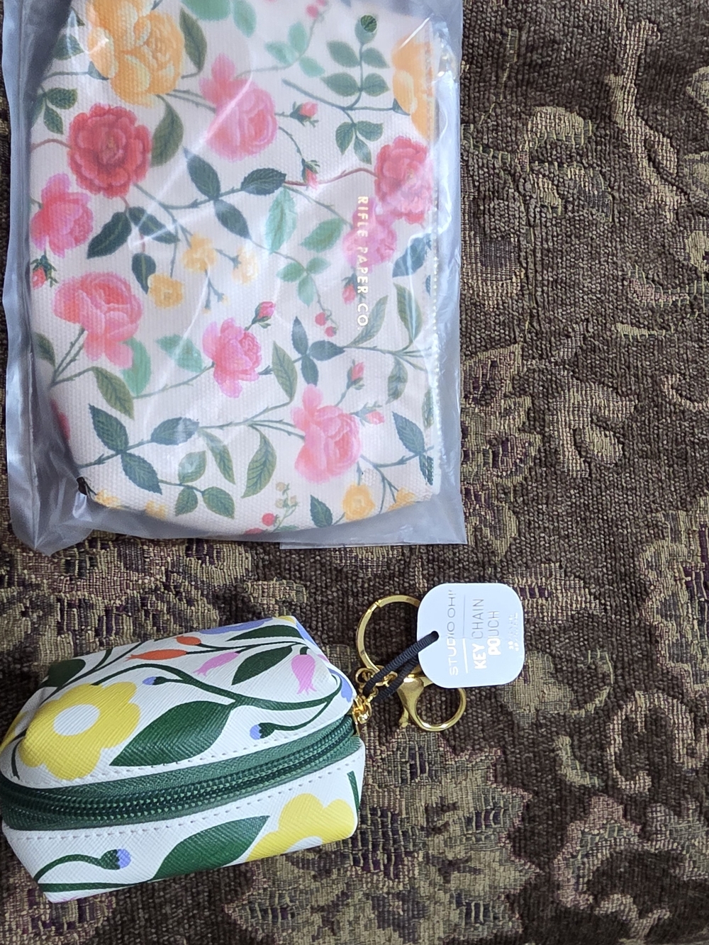 Floral Coin Pouch Keychain with Matching Floral Pouch
